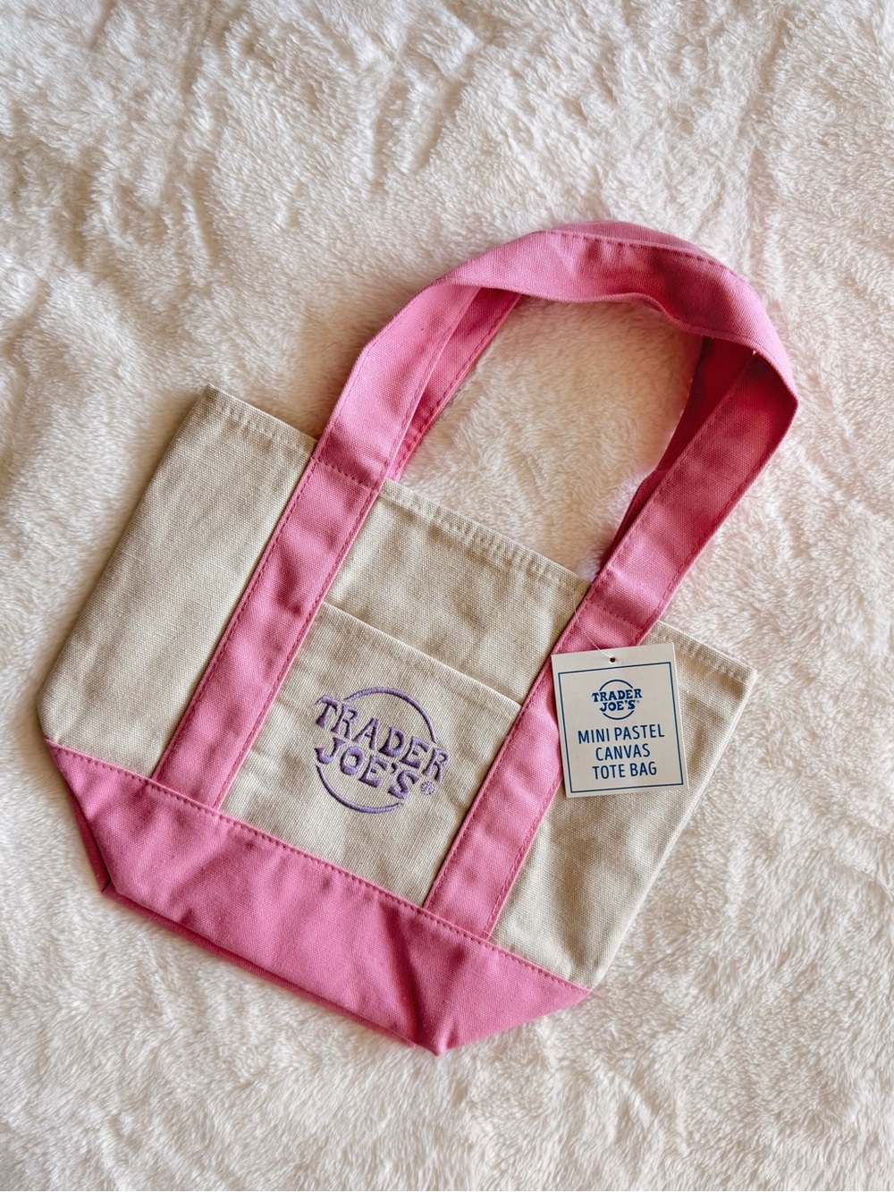 Mini Baby Pink Trader Joe’s Pastel Canvas Tote Bag - Customizable